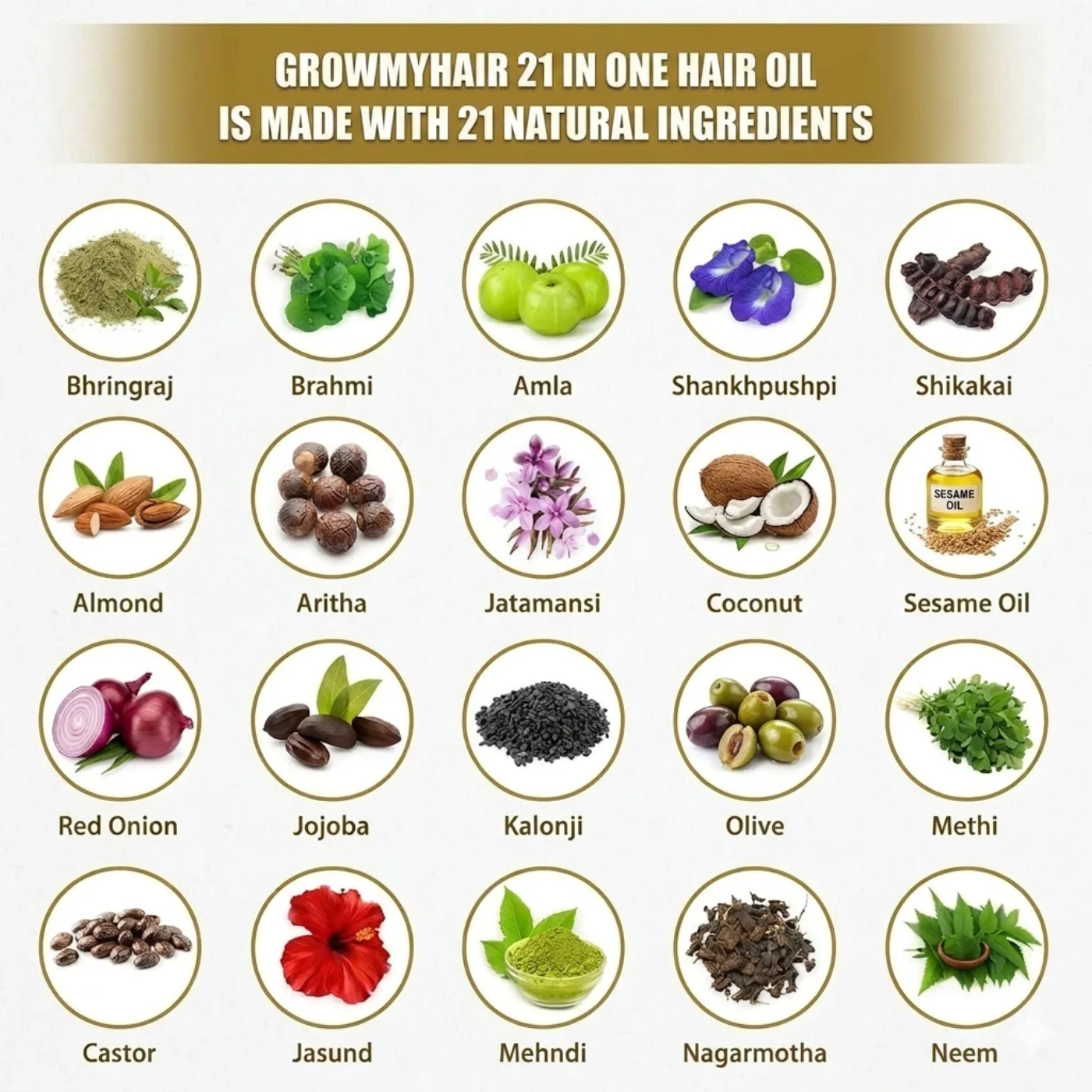 20 natural Ayurvedic ingredients used in Kesh Avatar hair oil